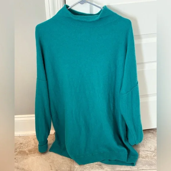 Free People Teal Cashmere Ottoman Sweater - Large - Picture 3 of 8